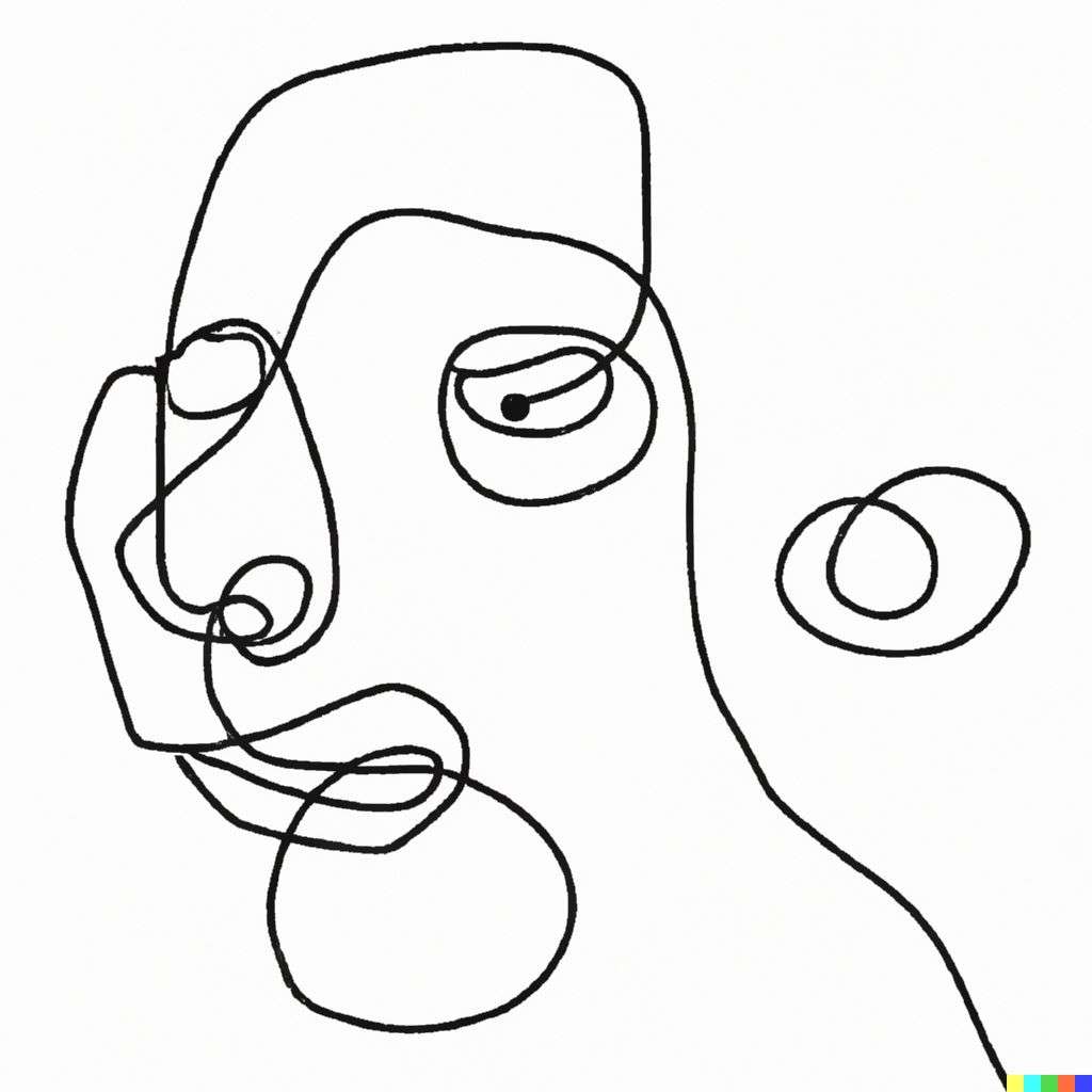 a representation of anxiety, one-line drawing